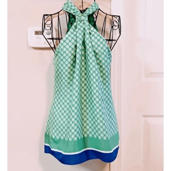 Banana Republic Halter Neck Top Silk Blouse Green, Sz 4 - Picture 3 of 3